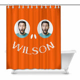 Custom Name&Photo Halloween Smiley Shower Curtain 66inx72in