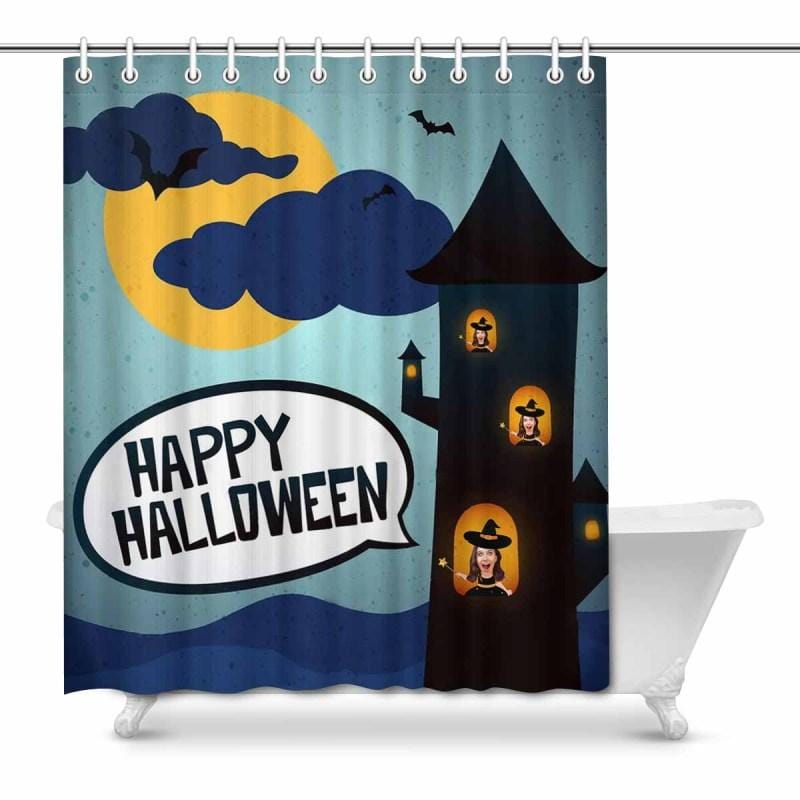 Custom Photo Halloween Castle Shower Curtain 66inx72in