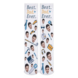 Father's Day-Custom Face Sublimated Crew Socks Best Dad Ever Personalized Pohto Face on Socks All Over Print Gift