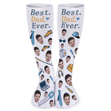 Father's Day-Custom Face Sublimated Crew Socks Best Dad Ever Personalized Pohto Face on Socks All Over Print Gift