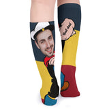 Father's Day-Custom Face Sublimated Crew Socks Best Dad Personalized Pohto Face on Socks All Over Print Gift Unisex