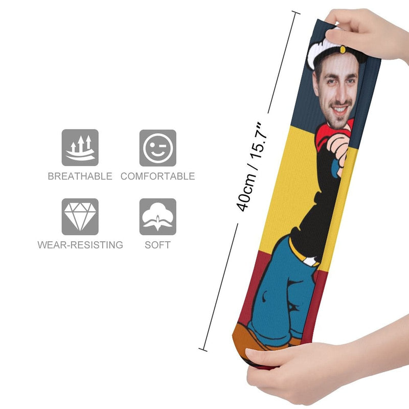 Father's Day-Custom Face Sublimated Crew Socks Best Dad Personalized Pohto Face on Socks All Over Print Gift Unisex