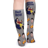 Father's Day-Custom Face Sublimated Crew Socks Dad Bod Personalized Pohto Face on Socks All Over Print Gift