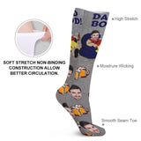 Father's Day-Custom Face Sublimated Crew Socks Dad Bod Personalized Pohto Face on Socks All Over Print Gift