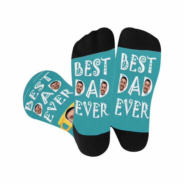 Custom Face Socks Best Dad Ever Sublimated Crew Socks Fathers Day Gift from Son, Gifts Ideas for Men, Fathers, Teens, Husband