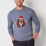 [High Quality]Custom Face Christmas Round Neck Sweater for Men Personalized Long Sleeve Ugly Sweater Tops