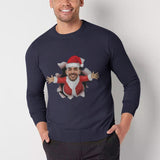 [High Quality]Custom Face Christmas Round Neck Sweater for Men Personalized Long Sleeve Ugly Sweater Tops