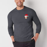 [High Quality]Custom Face Santa Hat Round Neck Sweater for Men Personalized Long Sleeve Ugly Sweater Tops