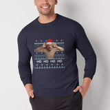 [High Quality]Custom Photo Christmas Round Neck Sweater for Men Ho Ho Ho Personalized Long Sleeve Ugly Sweater Tops