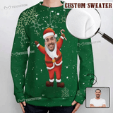 Custom Face Round Neck Sweater for Men Custom Ugly Christmas Sweater With Photo Long Sleeve Lightweight Sweater Tops