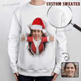 Custom Face Round Neck Sweater for Men Custom Ugly Christmas Sweater With Photo Long Sleeve Lightweight Sweater Tops