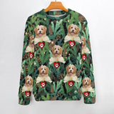 Custom Pet Face Ugly Sweater Bow Tie Round Neck Sweater for Christmas