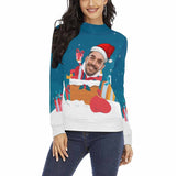 Custom Face Sweater Ugly Christmas Sweater With Photo Christmas Photo Gifts Personalized Women's All Over Print Mock Neck Sweater