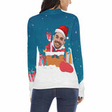 Custom Face Sweater Ugly Christmas Sweater With Photo Christmas Photo Gifts Personalized Women's All Over Print Mock Neck Sweater