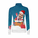 Custom Face Sweater Ugly Christmas Sweater With Photo Christmas Photo Gifts Personalized Women's All Over Print Mock Neck Sweater