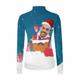 Custom Face Sweater Ugly Christmas Sweater With Photo Christmas Photo Gifts Personalized Women's All Over Print Mock Neck Sweater