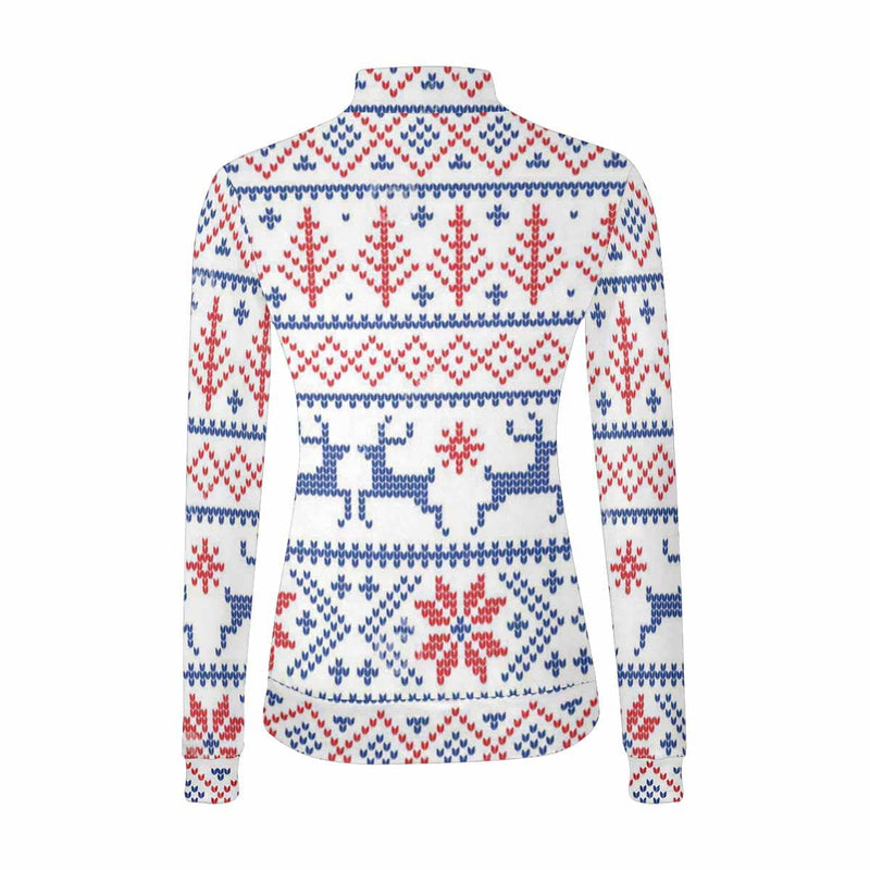 Custom Face Sweater Christmas Snowflake Pattern Personalized Women's All Over Print Mock Neck Sweater Photo Ugly Christmas Sweater Custom Sweater With Picture