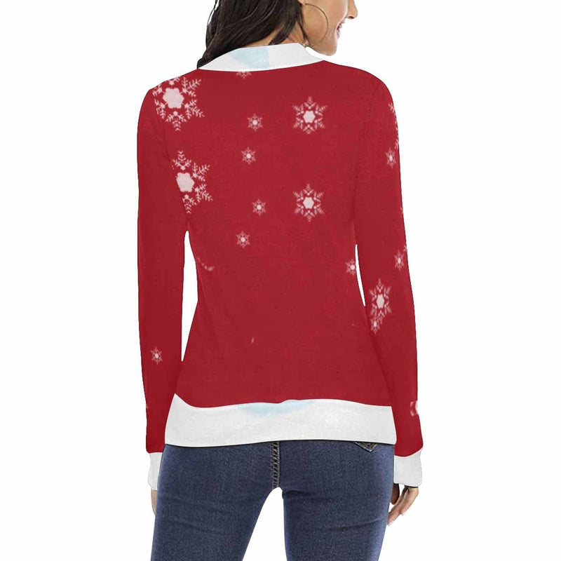 Custom Ugly Christmas Sweater Personalized Face Christmas Feel The Joy Women's All Over Print Mock Neck Sweater Ugly Christmas Sweater With Photo