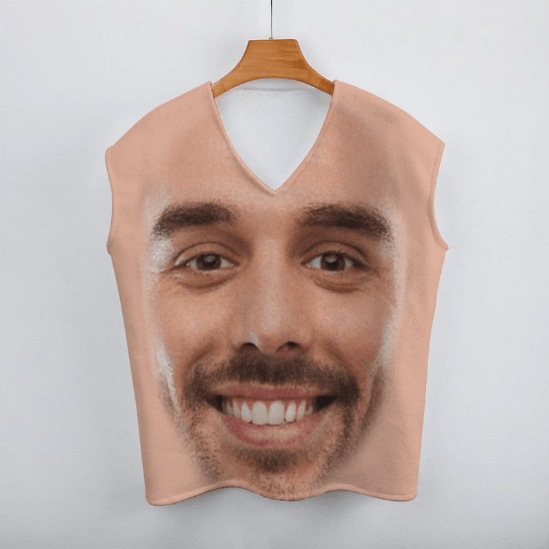 Custom Face Round Neck Sweater for Men Funny Big Face Long Sleeve Lightweight Sweater Tops Ugly Sweater With Photo