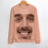 Custom Face Round Neck Sweater for Men Funny Big Face Long Sleeve Lightweight Sweater Tops Ugly Sweater With Photo