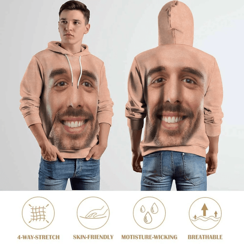 Custom Face Round Neck Sweater for Men Funny Big Face Long Sleeve Lightweight Sweater Tops Ugly Sweater With Photo