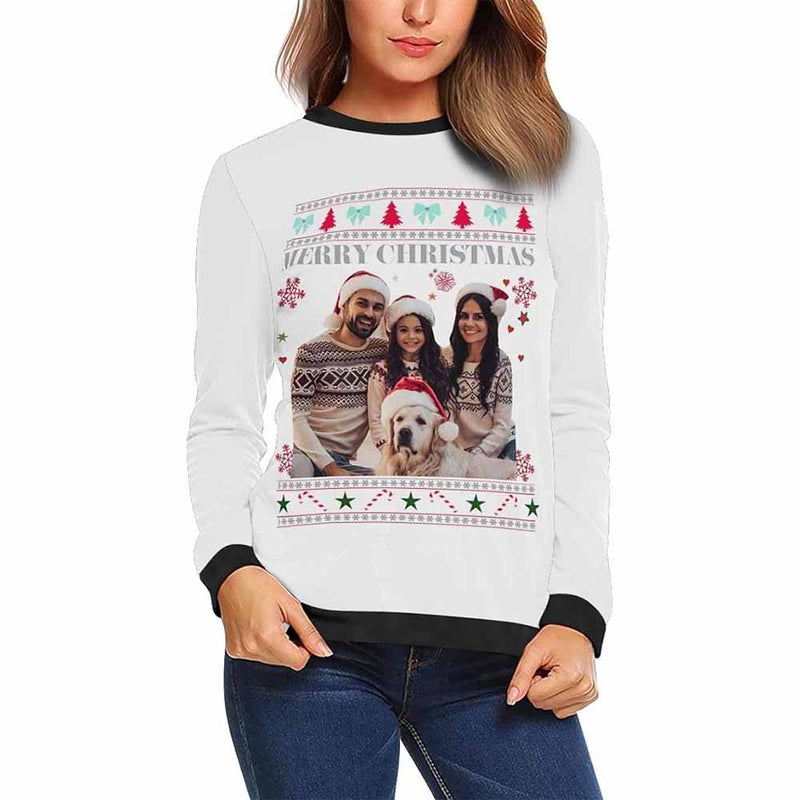 Personalized Family Photo Matching Ugly Christmas Sweatshirt, Gift For Christmas Custom face Sweatshirt, Ugly Couple Sweatshirts