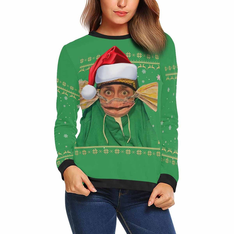 Personalized Face Funny Christmas Green Ugly Men's Christmas Sweatshirts, Gift For Christmas Custom face Sweatshirt, Ugly Couple Sweatshirts