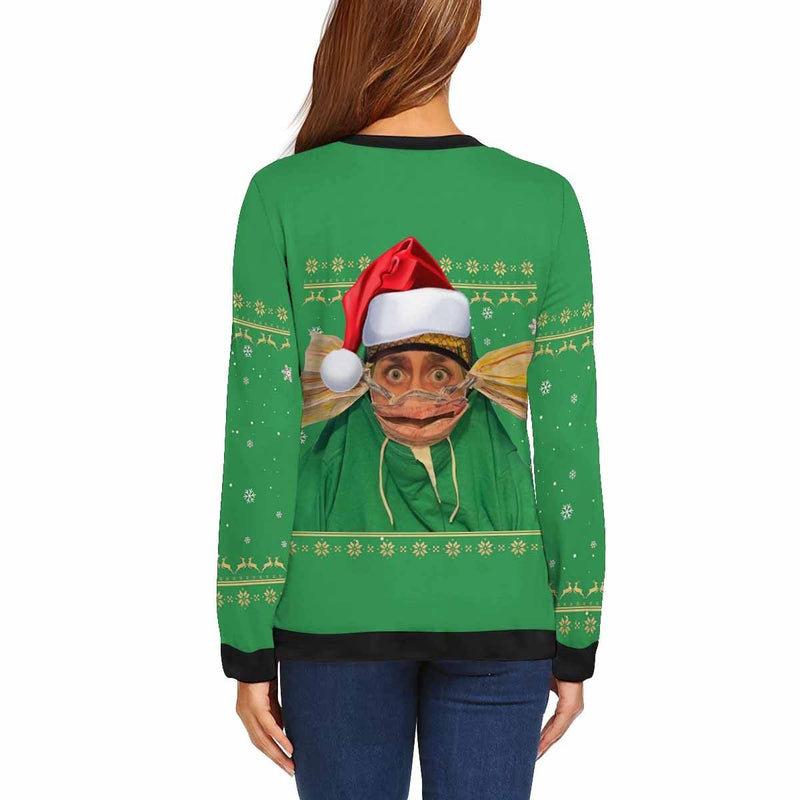 Personalized Face Funny Christmas Green Ugly Men's Christmas Sweatshirts, Gift For Christmas Custom face Sweatshirt, Ugly Couple Sweatshirts