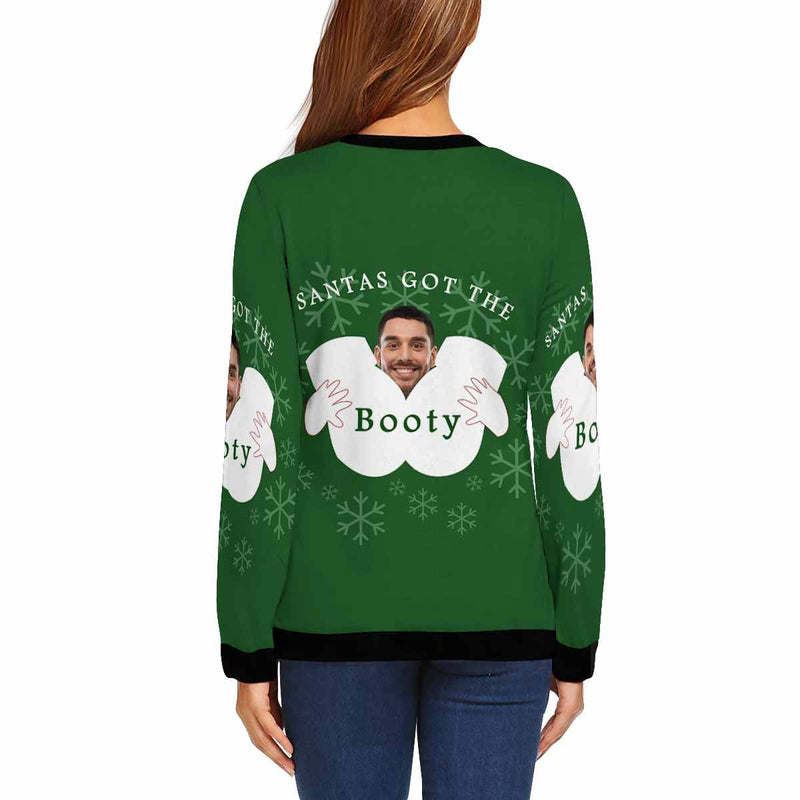 Personalized Face Booty Snowflake Ugly Women's Christmas Sweatshirts, Gift For Christmas Custom face Sweatshirt, Ugly Couple Sweatshirts