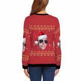 Personalized Face Christmas Hat Ugly Women's Christmas Sweatshirts, Gift For Christmas Custom face Sweatshirt, Ugly Couple Sweatshirts