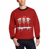 Personalized Face Christmas Wine Cup Ugly Men's Christmas Sweatshirts, Gift For Christmas Custom face Sweatshirt, Ugly Couple Sweatshirts