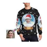 Personalized Face Crystal Ball Christmas Ugly Men's Christmas Sweatshirts, Gift For Christmas Custom face Sweatshirt, Ugly Couple Sweatshirts