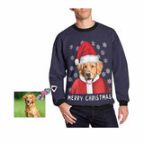 Personalized Face Merry Christmas Puppy Ugly Men's Christmas Sweatshirts, Gift For Christmas Custom face Sweatshirt, Ugly Couple Sweatshirts