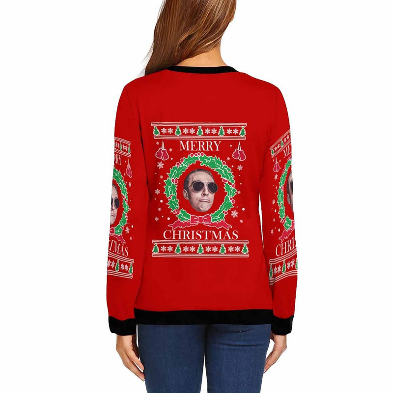 Personalized Face Merry Christmas Red Ugly Women's Christmas Sweatshirts, Gift For Christmas Custom face Sweatshirt, Ugly Couple Sweatshirts