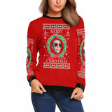 Personalized Face Merry Christmas Red Ugly Women's Christmas Sweatshirts, Gift For Christmas Custom face Sweatshirt, Ugly Couple Sweatshirts