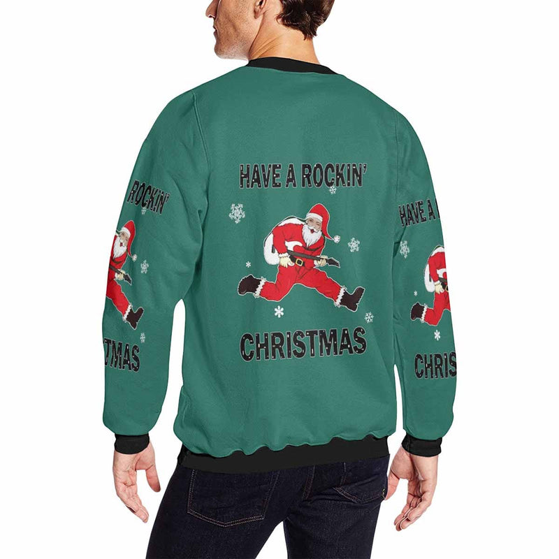 Personalized Face Santa Claus Green Ugly Men's Christmas Sweatshirts, Gift For Christmas Custom face Sweatshirt, Ugly Couple Sweatshirts