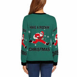 Personalized Face Rockin Santa Claus Ugly Women's Christmas Sweatshirts, Gift For Christmas Custom face Sweatshirt, Ugly Couple Sweatshirts