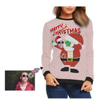 Personalized Face Santa Claus Ugly Women's Christmas Sweatshirts, Gift For Christmas Custom face Sweatshirt, Ugly Couple Sweatshirts