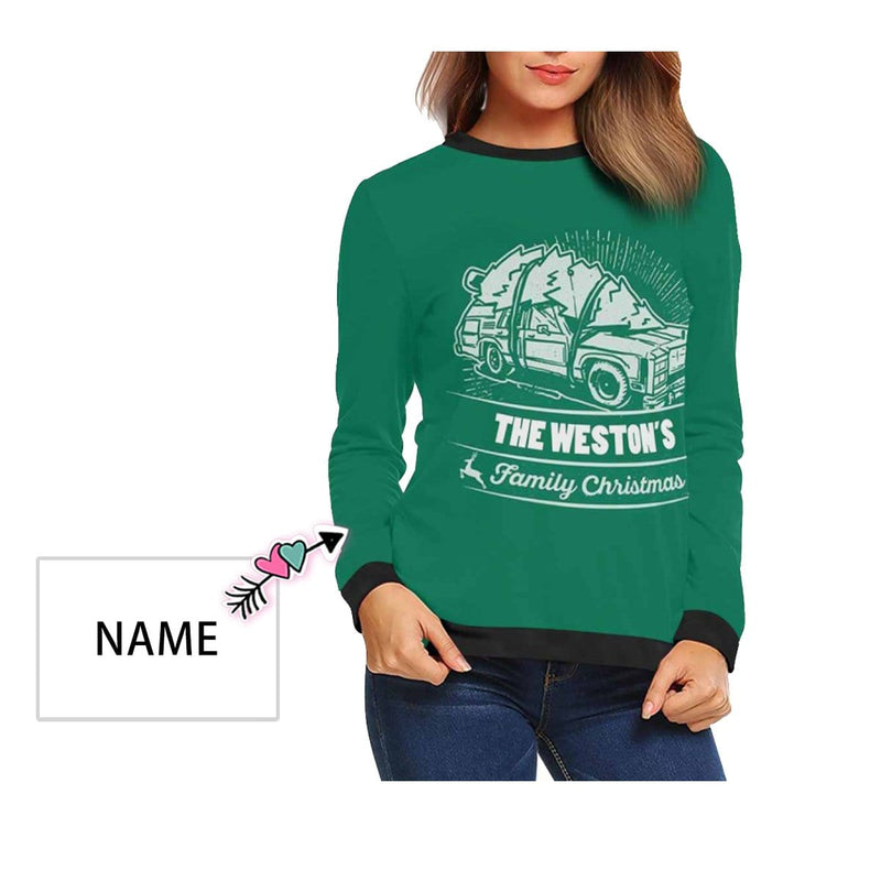 Personalized Name Family Ugly Women's Christmas Sweatshirts, Gift For Christmas Custom Name Sweatshirt, Ugly Couple Sweatshirts