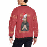 Personalized Photo Christmas Red Hat Ugly Men's Christmas Sweatshirts, Gift For Christmas Custom Photo Sweatshirt, Ugly Couple Sweatshirts