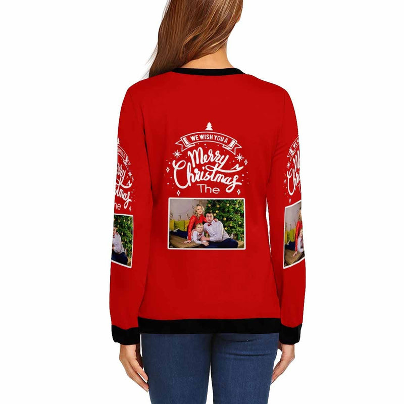 Personalized Photo Family Ugly Women's Christmas Sweatshirts, Gift For Christmas Custom Photo Sweatshirt, Ugly Couple Sweatshirts