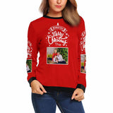 Personalized Photo Family Ugly Women's Christmas Sweatshirts, Gift For Christmas Custom Photo Sweatshirt, Ugly Couple Sweatshirts