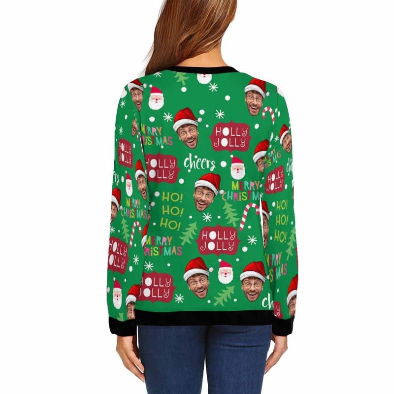 Personalized Face Christmas Green Matching Ugly Christmas Sweatshirt, Gift For Christmas Custom face Sweatshirt, Ugly Couple Sweatshirts