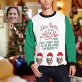 Personalized Face Dear Santa I Get My Attitude Ugly Men's Christmas Sweatshirts, Gift For Christmas Custom face Sweatshirt, Ugly Couple Sweatshirts