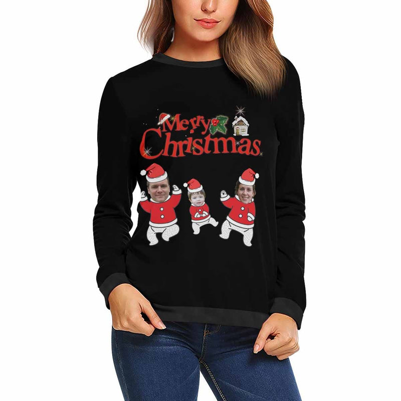 Personalized Face Family Santa Claus Matching Ugly Christmas Sweatshirt, Gift For Christmas Custom Face Sweatshirt, Ugly Family Sweatshirts