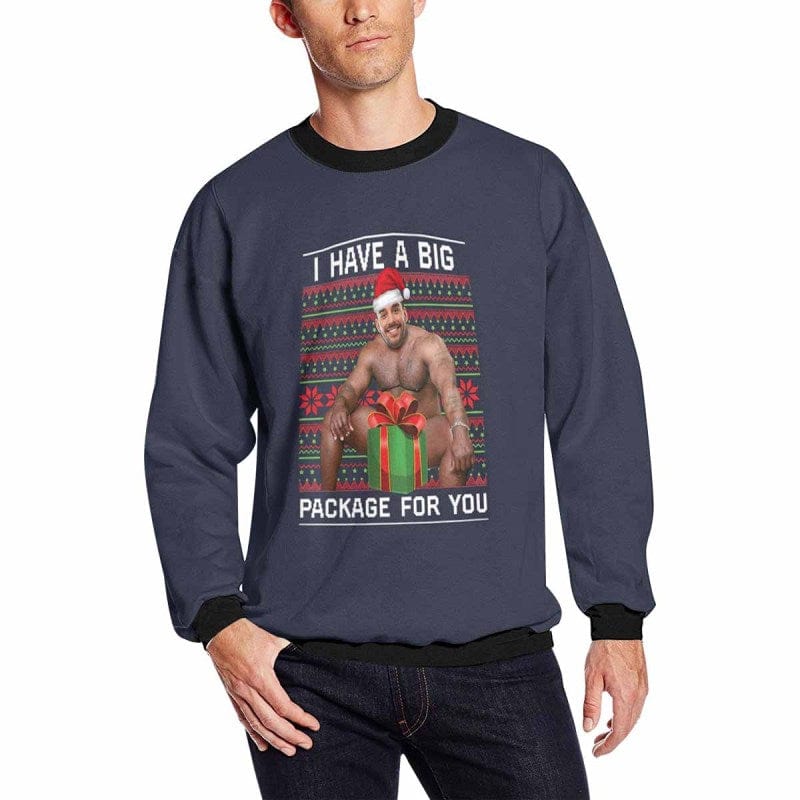 Personalized Face Muscular Body Ugly Men's Christmas Sweatshirts, Gift For Christmas Custom face Sweatshirt, Ugly Couple Sweatshirts