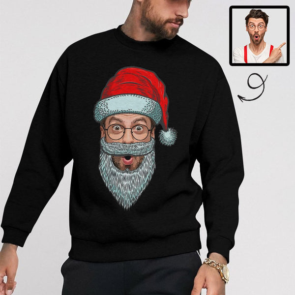 Custom Face Santa Claus Loose Sweatshirt Personalized Face Sweatshirt