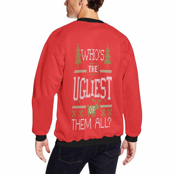 Personalized Name Christmas Red Ugly Men's Christmas Sweatshirts, Gift For Christmas Custom Name Sweatshirt, Ugly Couple Sweatshirts