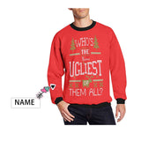 Personalized Name Christmas Red Ugly Men's Christmas Sweatshirts, Gift For Christmas Custom Name Sweatshirt, Ugly Couple Sweatshirts