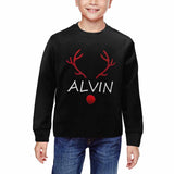 Personalized Name Antlers Family Matching Ugly Christmas Sweatshirt, Gift For Christmas Custom Name Sweatshirt, Ugly Family Sweatshirts